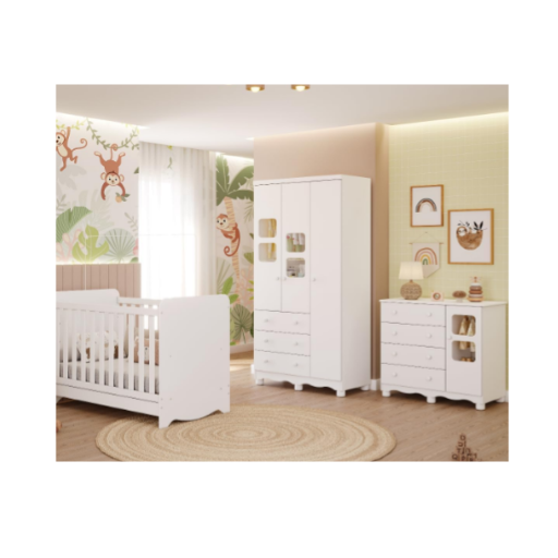 Quarto de Bebê Completo com Berço Americano Ben 3 Em 1